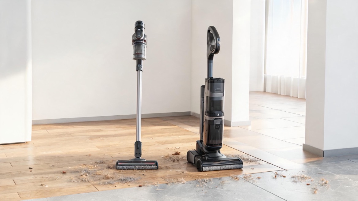 Stick Vacuum And Upright Vacuum On Hard Floor Stick Vacuum And Upright Vacuum On Hard Floor
