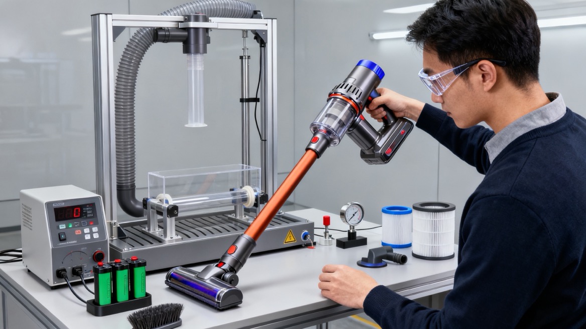 Stick Vacuum Quality Inspection Process Processo de inspeção de qualidade de vácuo