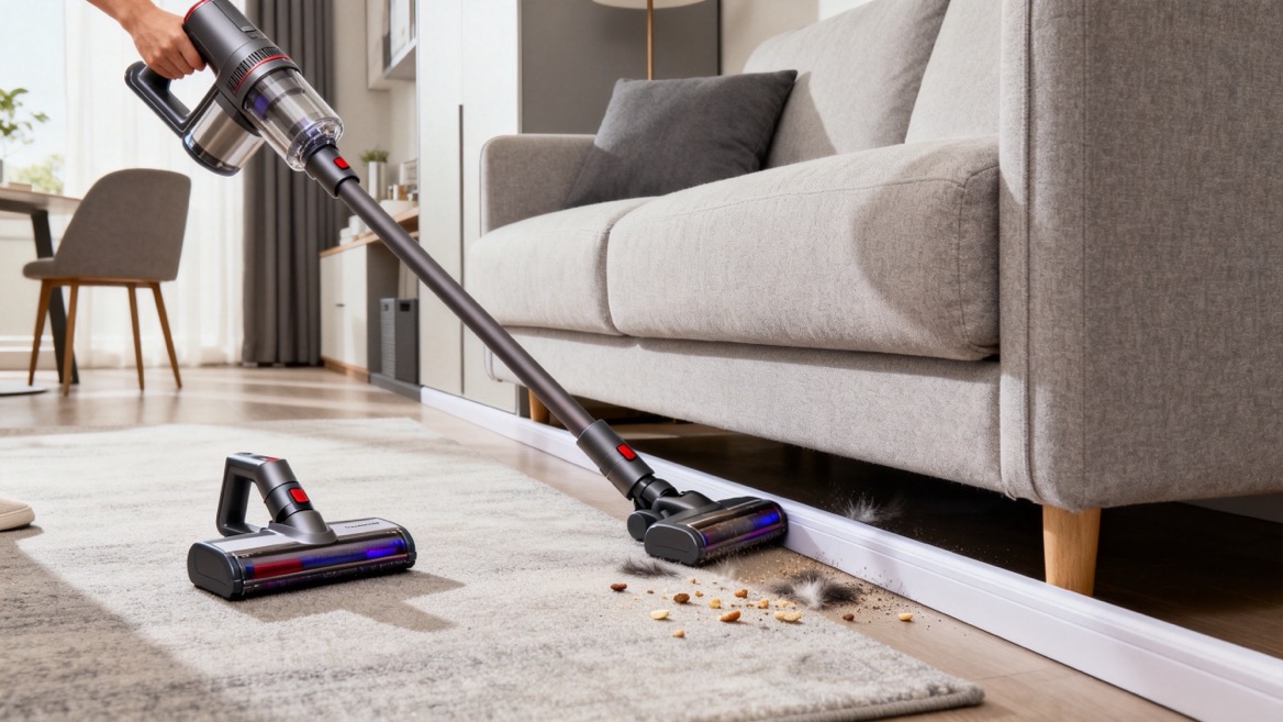 Cordless Vacuum Deep Cleaning Apartment Corners Cordless Vacuum Deep Cleaning Apartment Corners