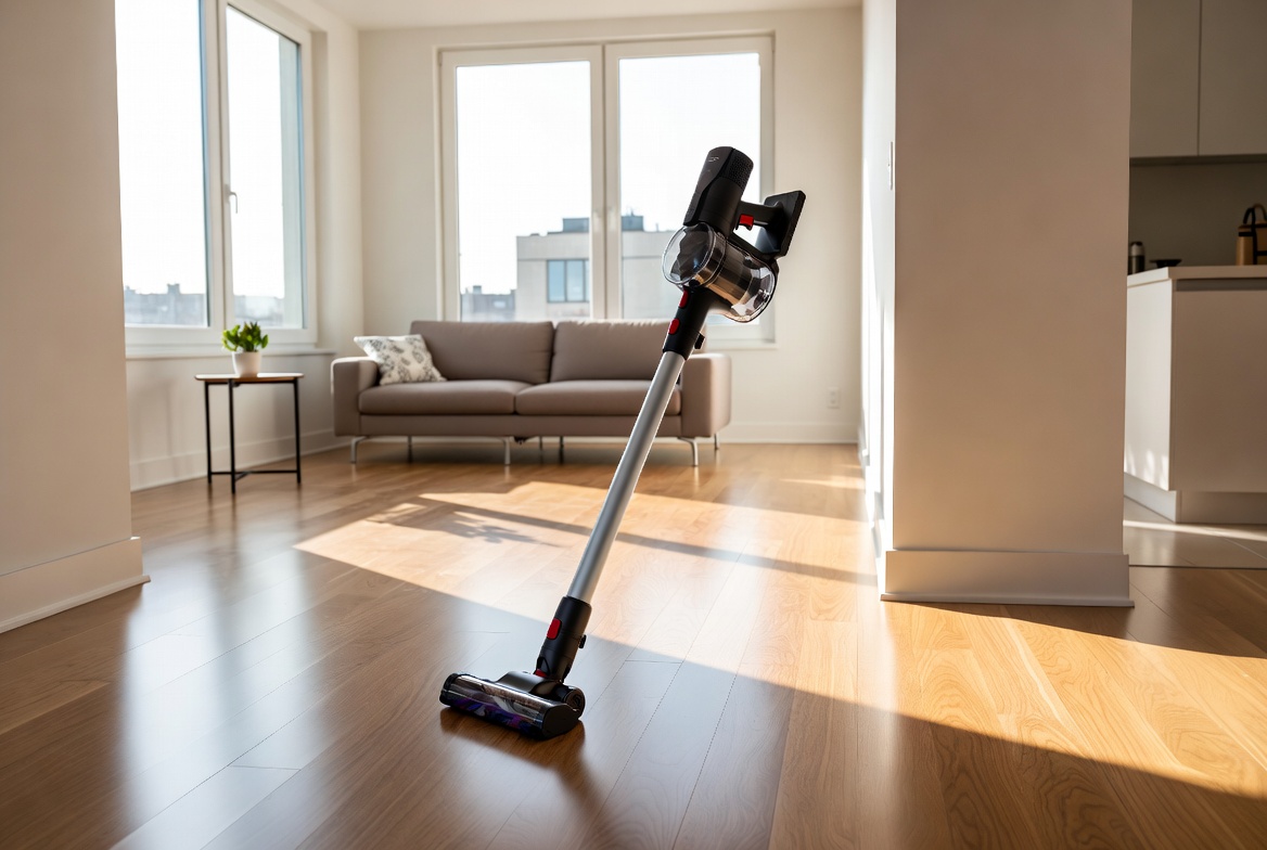 Cordless Stick Vacuum In Modern Apartment Cordless Stick Vacuum In Modern Apartment