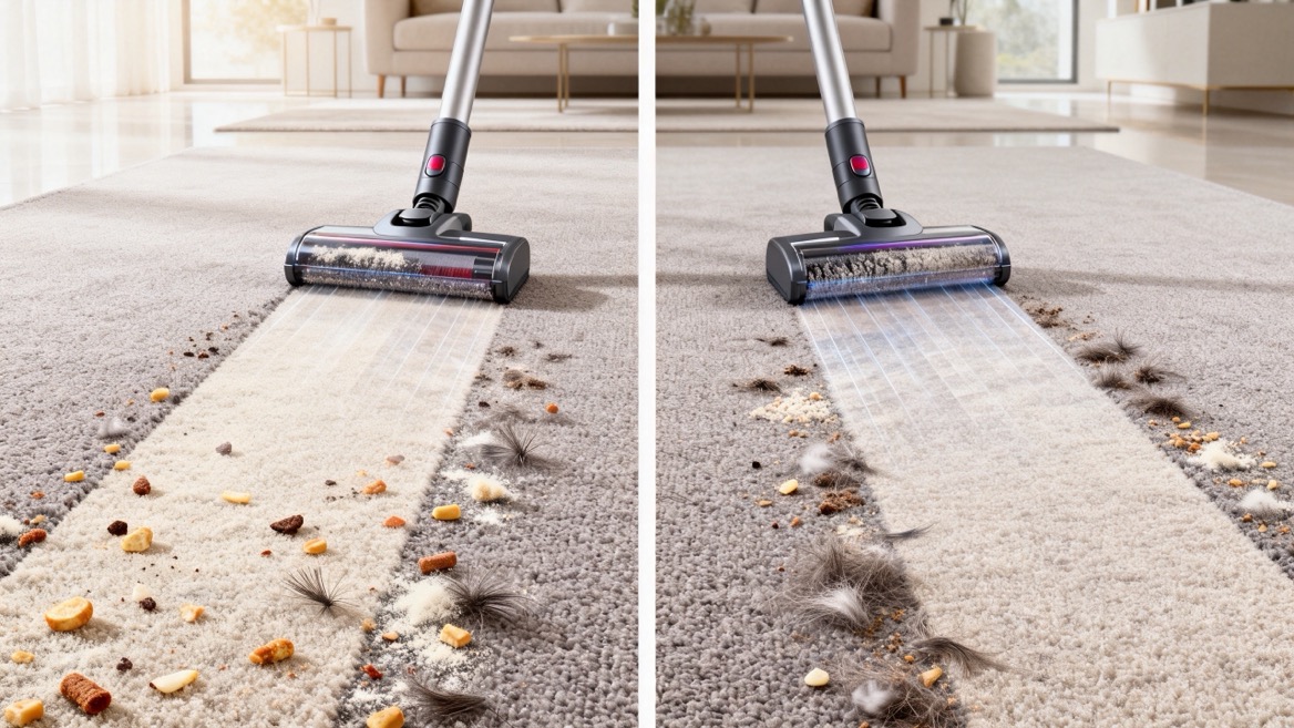 Vacuum Suction And Cleaning Performance Comparison Vergleich der Vakuumsaug- und Reinigungsleistung