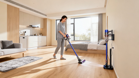 Aspirador de p&oacute; sem fio em apartamento est&uacute;dio moderno.jpg