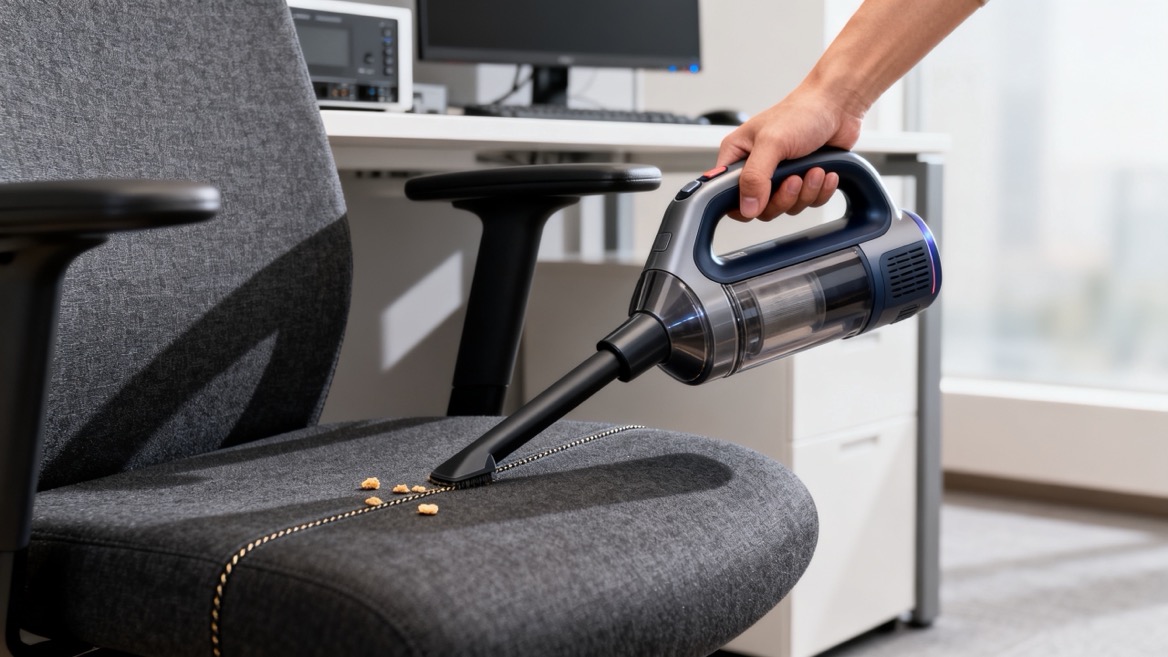 Handheld Vacuum Cleaning Office Chair Seams